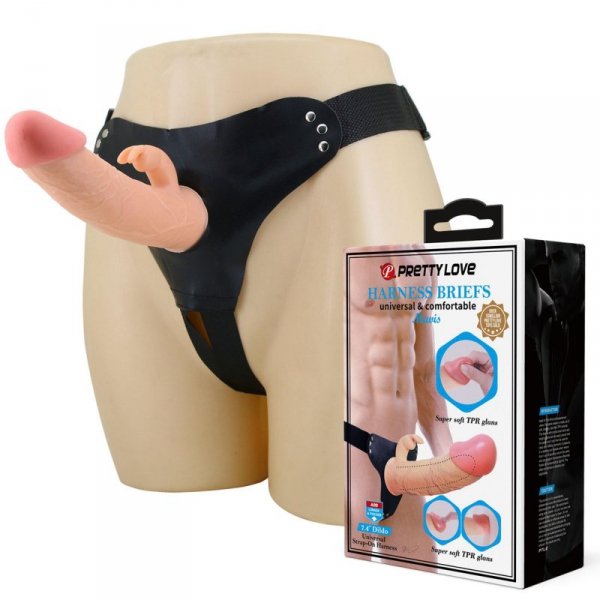 PRETTY LOVE - Mavis Flesh, Universal Strap-On Harness, Dildo 7.4&#039;&#039; TPR