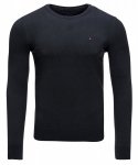 Sweter męski Tommy Hilfiger grafitowy z okrągłym dekoldem bawełniany