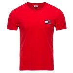 T-shirt Tommy Jeans koszulka męska z okrągłym dekoldem czerwona