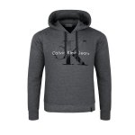 Bluza Calvin Klein męska szara z kapturem duże logo bawełniana
