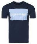 T-shirt koszulka Calvin Klein Jeans męska z okrągłym dekoldem duże logo granatowa