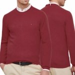 Sweter męski Tommy Hilfiger bordowy z okrągłym dekoldem bawełniany