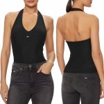 T-shirt Tommy Hilfiger top damski czarny na ramiączka 