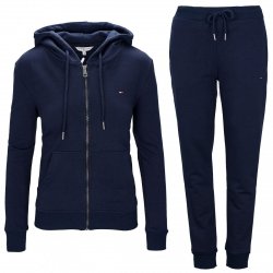 Tommy Hilfiger komplet dresowy granatowy damski spodnie bluza rozpinana z kapturem 