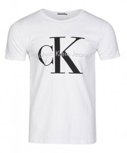 T-shirt koszulka Calvin Klein Jeans męska z okrągłym dekoldem biały