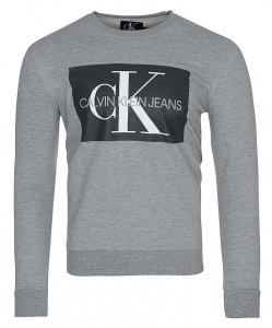 Bluza Calvin Klein męska szara duże logo bawełniana
