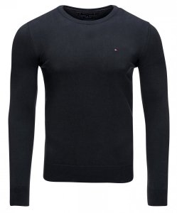 Sweter męski Tommy Hilfiger grafitowy z okrągłym dekoldem bawełniany