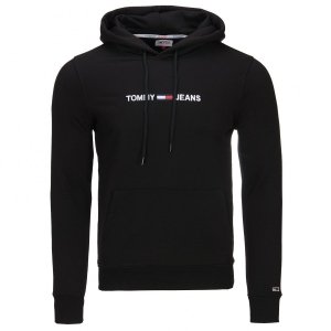 Bluza Tommy Jeans męska czarna kangurka z kapturem 