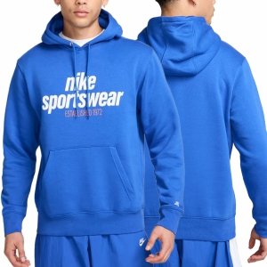 Bluza Nike niebieska z kapturem bawełniana kangurka