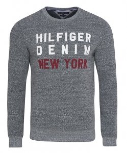 Bluza Tommy Hilfiger męska grafitowa duże logo bawełniana