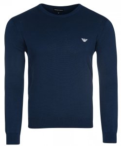 Sweter męski Emporio Armani bawełniany z okrągłym dekoldem granatowy