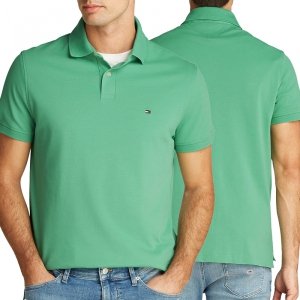 Polówka polo Tommy Hilfiger męska zielona Regular Fit małe logo bawełniana