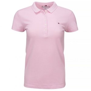 Polówka polo Tommy Hilfiger damska różowa Slim Fit małe logo bawełniana