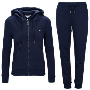 Tommy Hilfiger komplet dresowy granatowy damski spodnie bluza rozpinana z kapturem 
