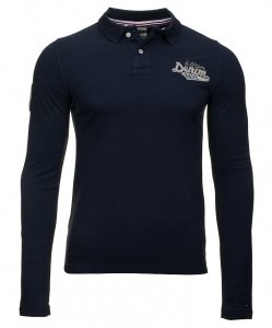 Longsleeve koszulka Tommy Hilfiger Denim na długi rękaw męska granatowa z kołnierzykiem