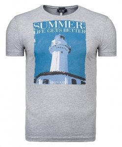 T-shirt Armani Jeans logo koszulka męska szara bawełniana z nadrukiem