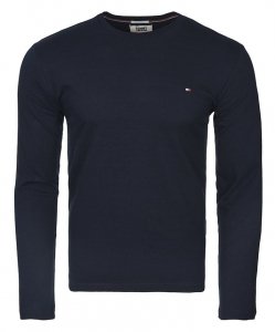 Longsleeve koszulka Tommy Jeans Slim Fit na długi rękaw męska granatowa