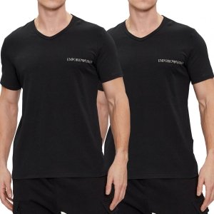 Emporio Armani t-shirt koszulka męska 2 sztuki czarne dekold v-neck
