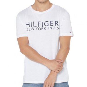 T-shirt Tommy Hilfiger koszulka męska z okrągłym dekoldem biała duże logo