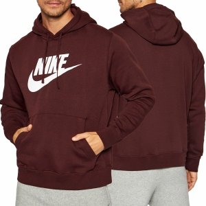 Nike bluza męska kangurka bordowa z nadrukiem