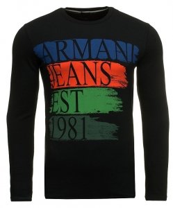 Armani Jeans longsleeve koszulka na długi rękaw męska czarna