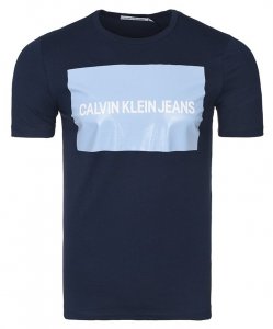 T-shirt koszulka Calvin Klein Jeans męska z okrągłym dekoldem duże logo granatowa