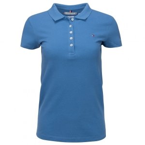 Polówka polo Tommy Hilfiger damska niebieska Slim Fit małe logo bawełniana