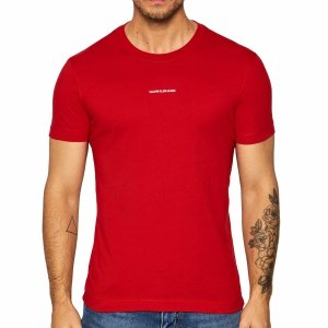 T-shirt Calvin Klein Jeans koszulka męska z okrągłym dekoldem czerwona