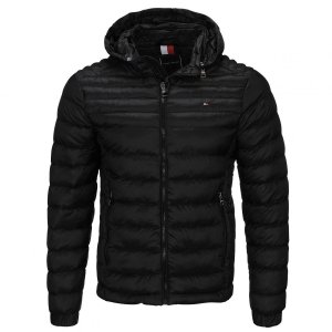 Kurtka męska Tommy Hilfiger jesień przejściowa czarna z kapturem