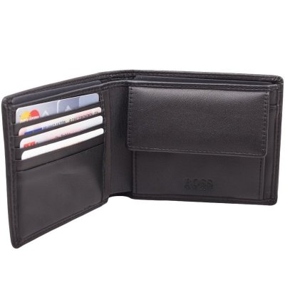 Portfel Hugo Boss Asolo męski czarny na bilon banknoty i karty skórzany