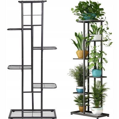 Stojak metalowy na kwiaty i doniczki 6-poziomowy kwietnik piętrowy czarny
