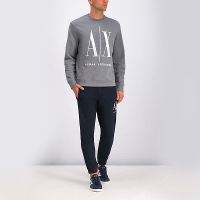 Bluza Armani Exchange męska szara duże logo bawełniana