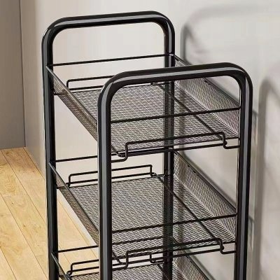 Metalowy regał 3-poziomowy na kółkach mobilny kuchenny łazienkowy czarny