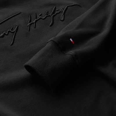 Bluza Tommy Hilfiger męska czarna wkładana przez głowę bawełniana