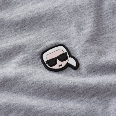 Karl Lagerfeld t-shirt koszulka damska logo na piersi szara z dekoldem V