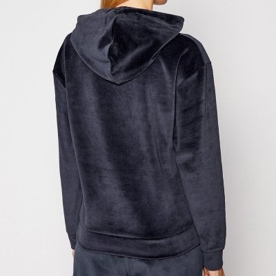 Tommy Hilfiger bluza granatowa welurowa damska z kapturem
