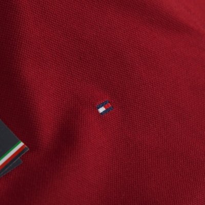 Polówka polo Tommy Hilfiger męska bordowa małe logo bawełniana