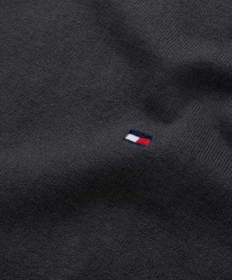 Sweter męski Tommy Hilfiger grafitowy z okrągłym dekoldem bawełniany