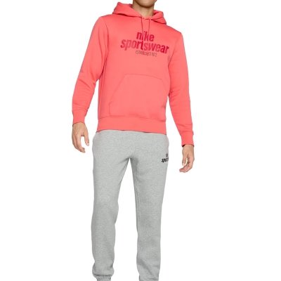 Bluza Nike koralowa z kapturem bawełniana kangurka