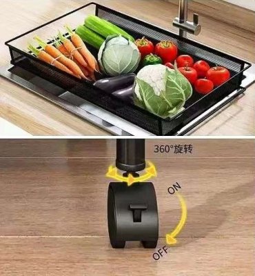 Metalowy regał 4-poziomowy na kółkach mobilny kuchenny łazienkowy czarny