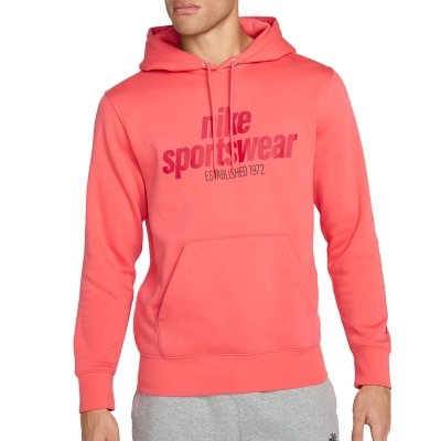 Bluza Nike koralowa z kapturem bawełniana kangurka