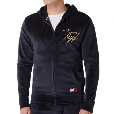 Tommy Hilfiger bluza welurowa męska rozpinana z kapturem