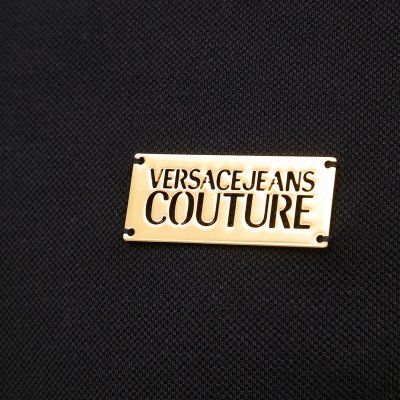Polo polówka Versace Jeans Couture koszulka męska czarna złote logo bawełniana