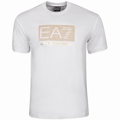 T-shirt Emporio Armani EA7 męska koszulka biała złote duże logo