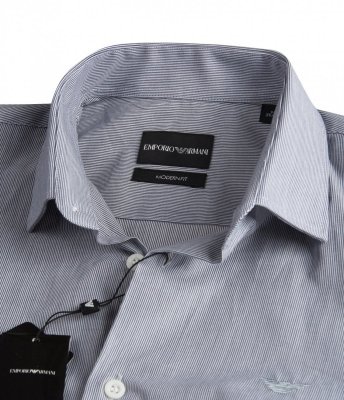 Emporio Armani koszula szara Modern Fit męska w paski