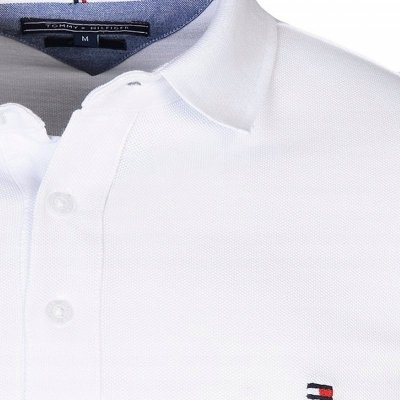 Polówka polo Tommy Hilfiger męska biała Slim Fit bawełniana
