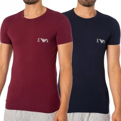 Emporio Armani t-shirt koszulka męska 2 sztuki granatowa i bordowa