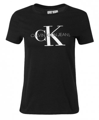 T-shirt koszulka Calvin Klein Jeans damska z okrągłym dekoldem czarna