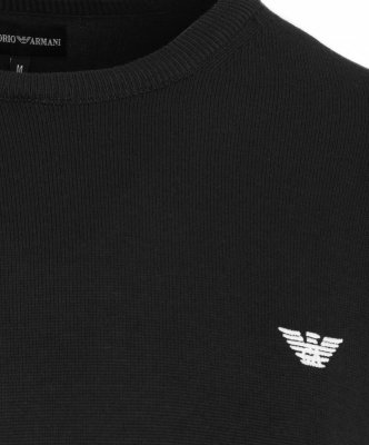 Sweter męski Emporio Armani bawełniany z okrągłym dekoldem czarny