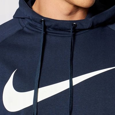 Bluza Nike męska kangurka granatowa z nadrukiem Dri-Fit